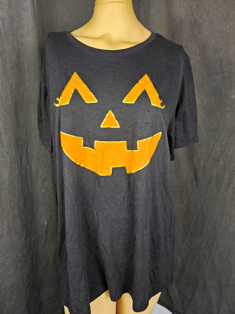 Halloween Pumpkin Leggings Tee 2 Pc Set Jack O Lantern Spooky Ghost Black XL